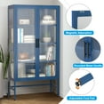 thumbnail image 5 of Double Glass Door Storage Cabinet,Storage Cabinet with Adjustable Shelves and Feet,Cold-Rolled Steel Sideboard Buffet Cabinet for Living Room Kitchen,Blue, 5 of 7