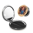 thumbnail image 1 of Qekee Chucky Print Compact Makeup Mirror Folding Mini Pocket Mirror Portable Hand Mirror Double-Sided 2 x 1x Magnification for Woman Girls-Round Shape, 1 of 9