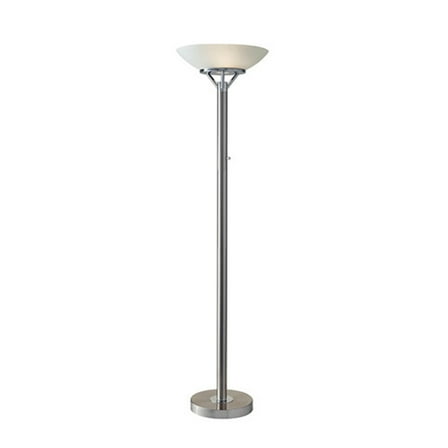 Adesso Expo 71.5" Brushed Steel Torchiere Floor Lamp with Frosted Glass Shade