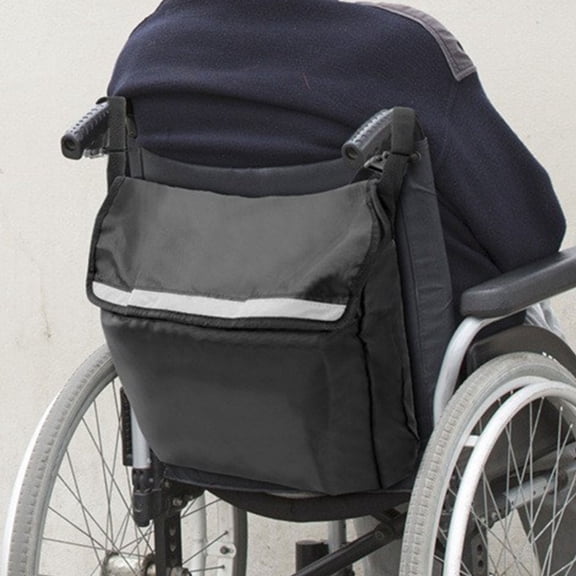 LOLIPPYY Wheelchair Rear Bag Black Waterproof Storage Tote with Multiple Compartments