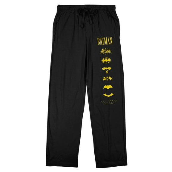 Batman 85th Mashup Evolving Logos Men's Black Sleep Pajama Pants-Medium