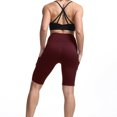 thumbnail image 2 of SOATUTO Yoga Shorts with Pockets Women Workout Compression Shorts High Waist Athletic Running Short Leggings - Purple / M, 2 of 6