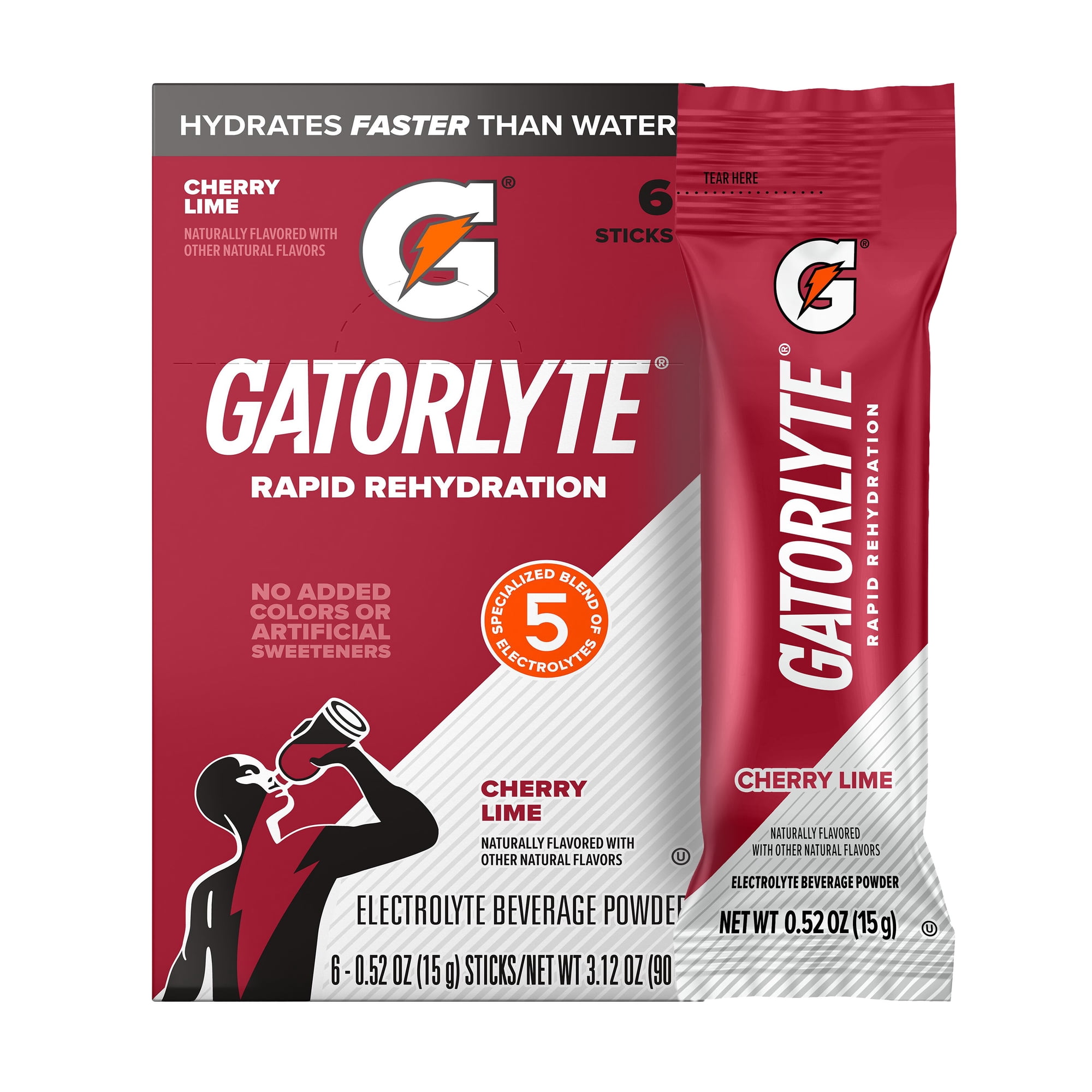 Gatorade Gatorlyte Rapid Rehydration Cherry Lime, Powdered Energy Drink Mix, 0.52 oz, 6 Count Packets