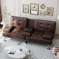 thumbnail image 2 of Furmax Futon Sofa Bed Convertible Folding Faux Leather Couch with 2 Cup Holders,Brown, 2 of 9