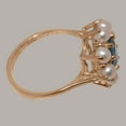 thumbnail image 4 of LBG British Made 10k Rose Gold Natural Sapphire & Cultured Pearl Womens Statement Ring - 33 size options - Size 9, 4 of 6