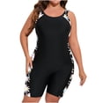 thumbnail image 4 of Women One Piece Tankini Swimsuits Plus Size Athletic Bathing Suit Boyleg Rash Guard Surfing Modest Swimwear(Multicolor 4XL), 4 of 7