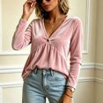thumbnail image 7 of GEWSEY Velvet Tops for Women Dressy Casual V Neck Shirts Loose Fit Long Sleeve Vintage Velour Blouse Solid Holiday Party Outfits (Pink, 4XL), 7 of 7