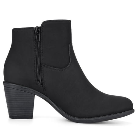 black stacked heel boot