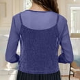 thumbnail image 7 of qolati Womens Glitter Sheer Shrug Elegant 3/4 Sleeve Tie Front Cropped Cardigans Party Lightweight Mesh Bolero Shrugs Navy XXXL, 7 of 7