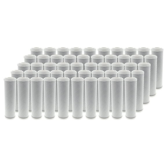 Tier1 10 Micron 10 Inch x 2.5 Inch | 50-Pack Whole House Carbon Block Water Filter Replacement Cartridge | Compatible with Pentek EPM-10, 155634-43, EP-10, CB-25-1010, Home Water Filter