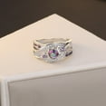 thumbnail image 4 of YYKihy Heart Shaped Amethyst Ring Rainbow Colored 3a Zircon Plated Platinum Silver Ring, 4 of 9