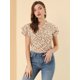 thumbnail image 3 of INSPIRE CHIC Blusa Informal Con Cuello En V Y Manga De Casquillo Superior Con Estampado Floral Para Mujer Blanco XS, 3 of 6