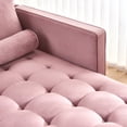 thumbnail image 6 of 64" Velvet Chaise with Pillows, L Shape Couch with Extra Wide Chaise Lounge, Mid-Century Modern Furniture, Fabric Sectional Sofa for Living room, Bedroom, Office, Apartment (Pink), 6 of 9