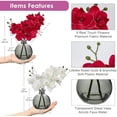thumbnail image 2 of Red and White Orchids Artificial Flowers Faux Orchid Arrangement with Black Glass Vase Set of 2 Real Touch Phalaenopsis Orchid Flowers Orchids Centerpiece for Dining Room Table, 2 of 7