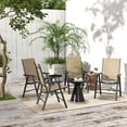 thumbnail image 5 of Set of 4 Patio Folding Chairs, Stackable Outdoor Sling Patio Dining Chairs with Armrests for Lawn,Light and Portable,Camping, Dining, Beach, Metal Frame, No Assembly, Light Mixed Brown, 5 of 9