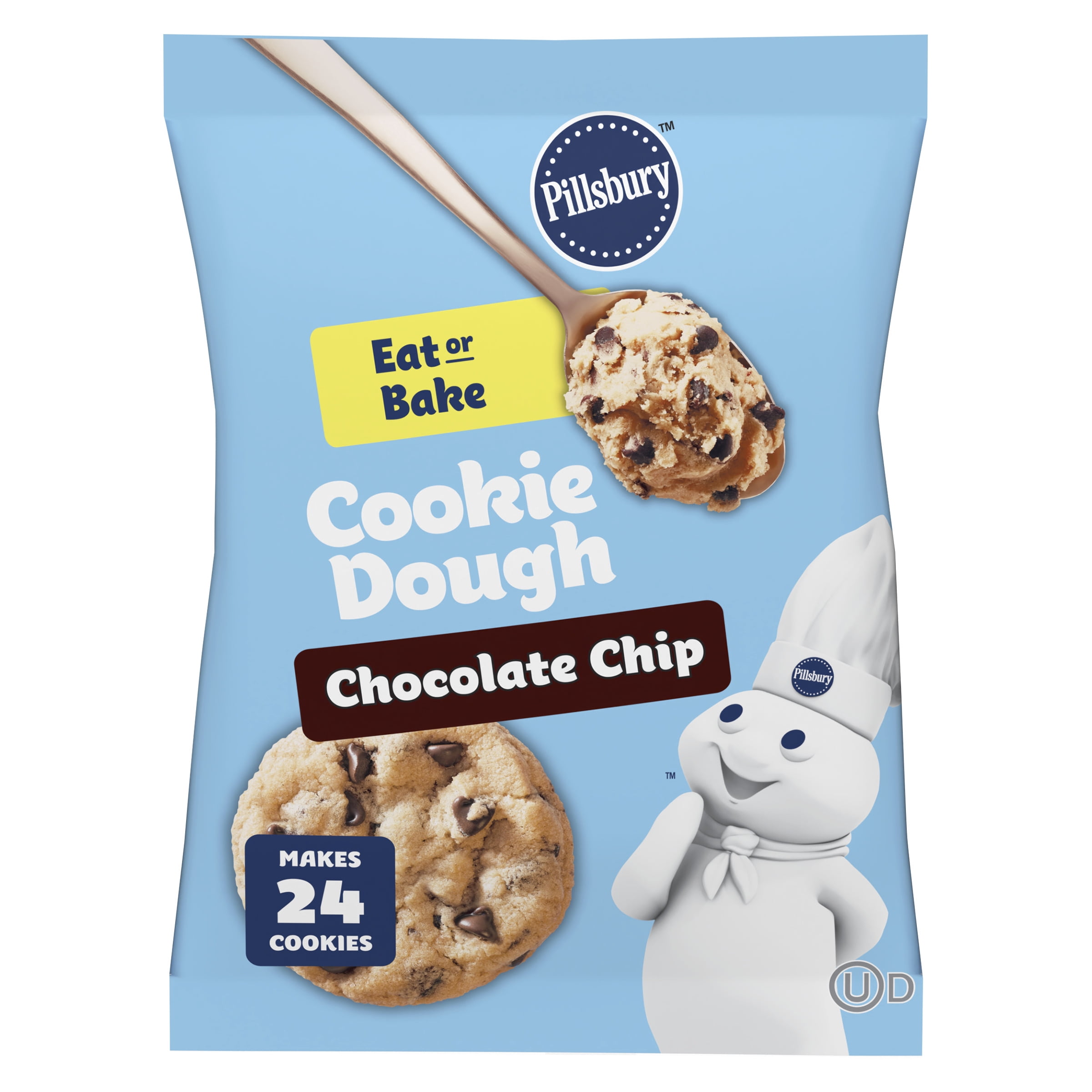 Pillsbury Chocolate Chip Cookie Dough, Ready to Bake, 454 g, 24 ct, 24 cookies, 454 g