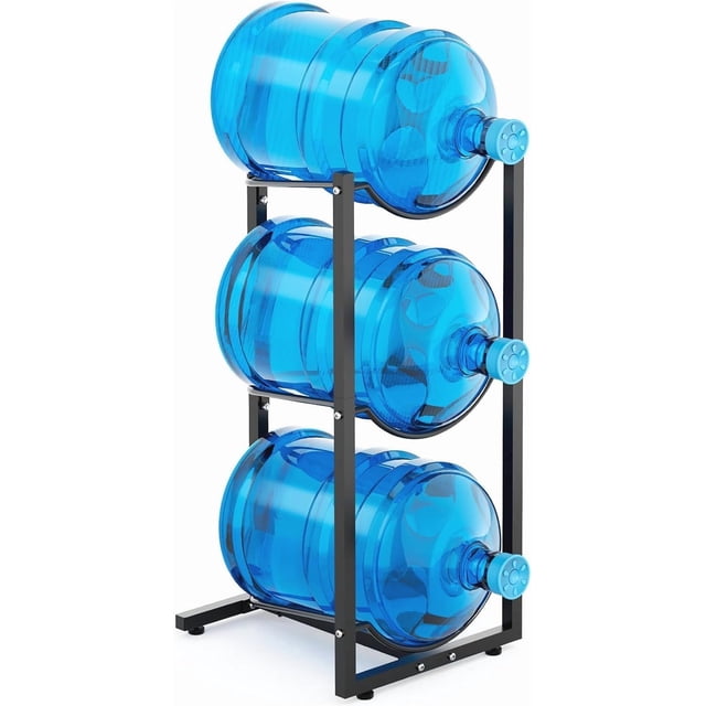 Water Jug Rack Storage: 5 Tier 5 Gallon Water Bottle Holder for Home Kitchen Garage (3 Tier)