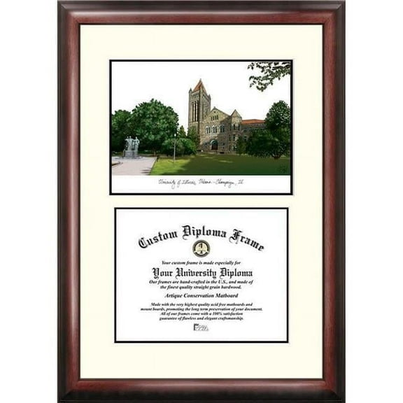Campus Images IL976V-1185 11 x 8.5 in. University of Illinois Urbana-Champaign Scholar Diploma Frame - Satin Mahogany