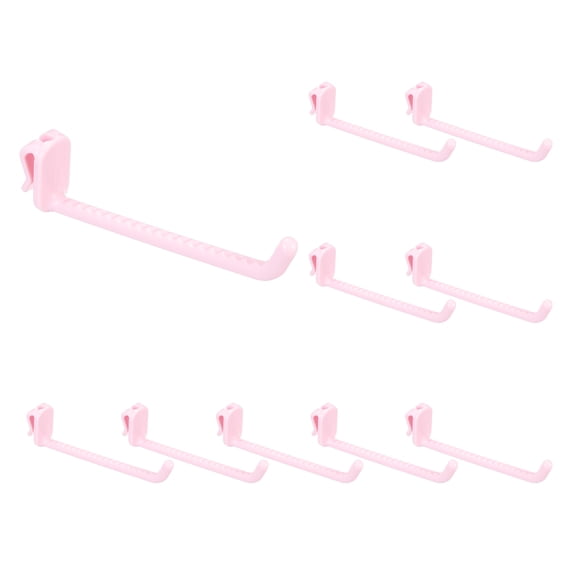 Uxcell 10 Pack Grid Wall Hooks, 4.8 Inch Grid Wall Panel Plastic Utility Hook, Shelf Hooks for Garage Store Warehouse Shop Home Hanging, Light Pink
