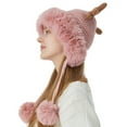 thumbnail image 3 of Generic Women'S Fluffy Winter Earflap Beanie Women'S Cable Knit Ear Cover Hat With Pom Pom Womens Knitting Hat Cute Wool Hat Autumn Winter New Thick Warm Ear Protection Hat Unisex Knit Beanie Cap, 3 of 4