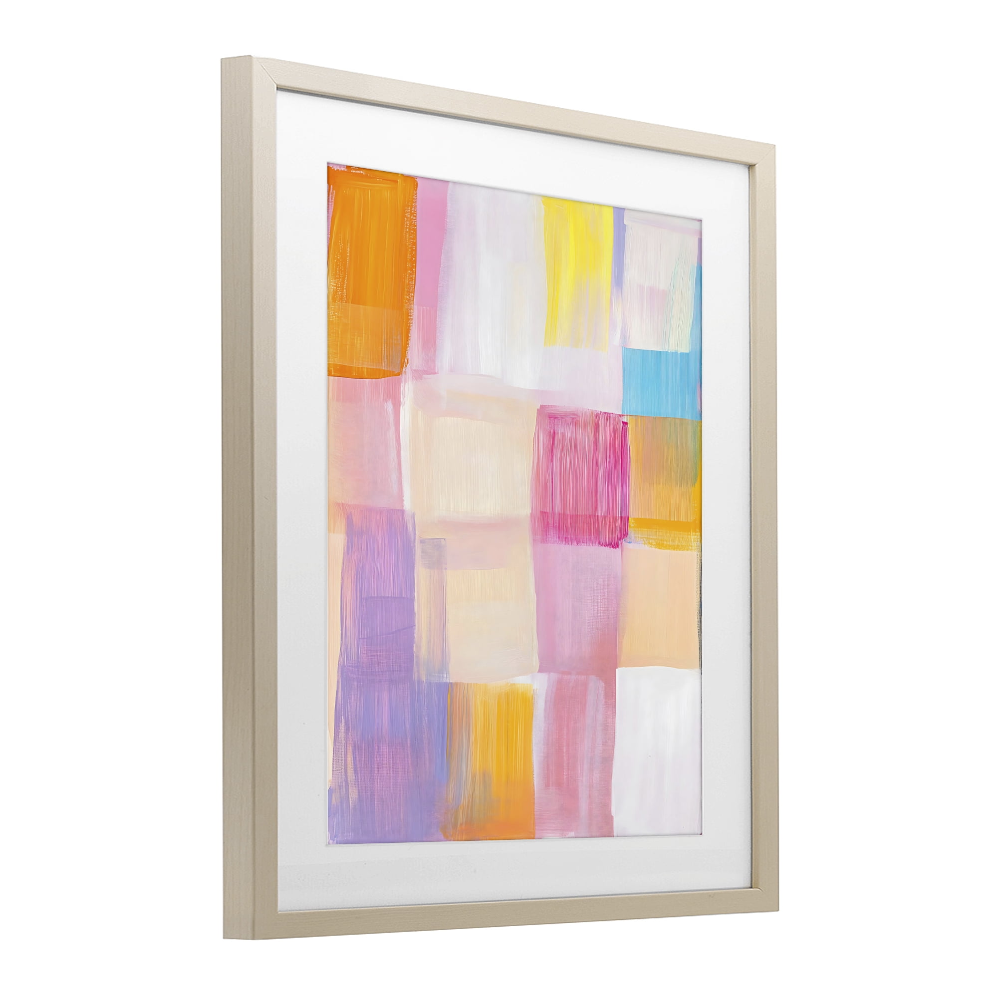 Stupell Industries Abstract Grid Brushstrokes Birch Framed Print Under Glass, design by The Prints Vibe