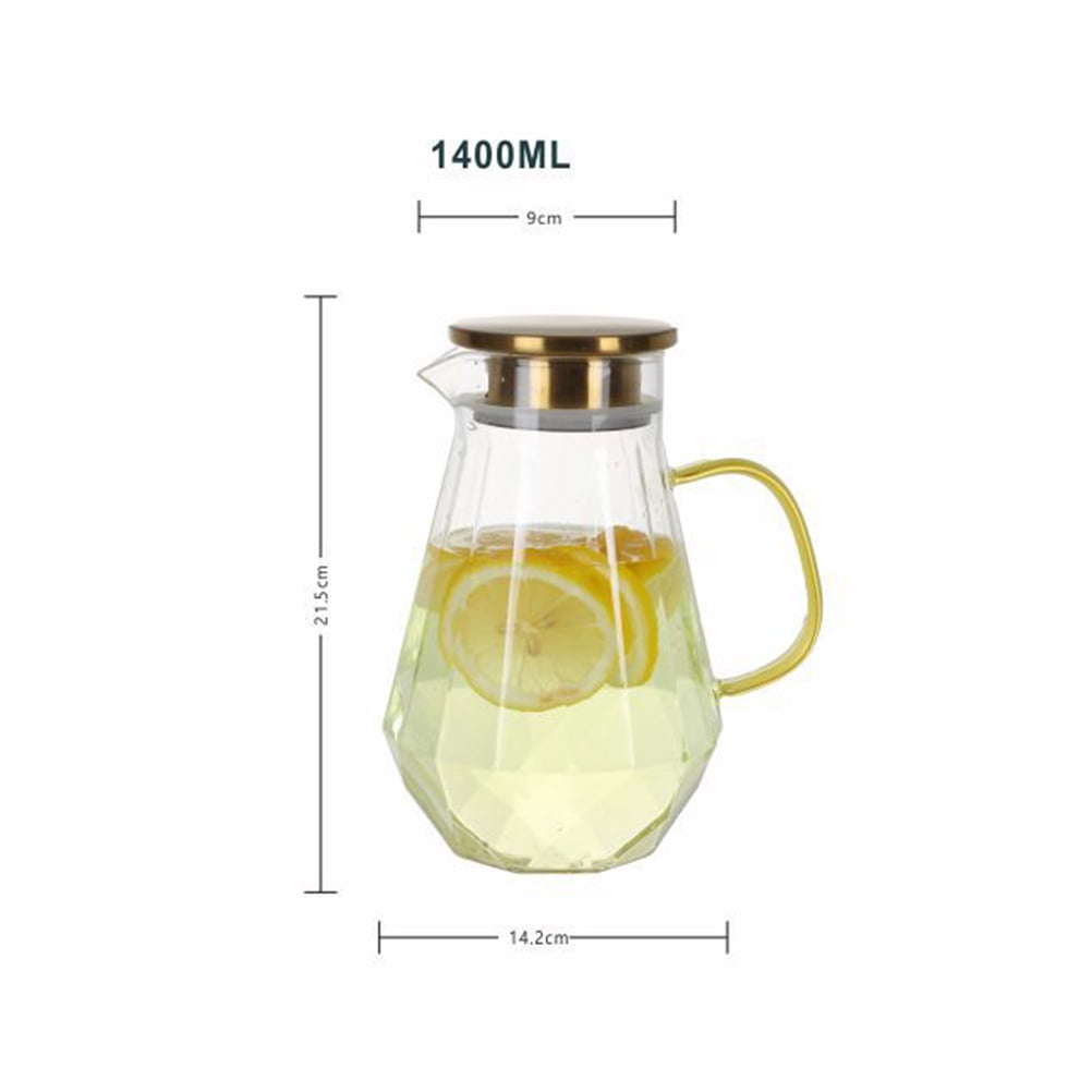 Glass Jug with Lid Water Cold Drink Kettle Large Mimosa Pitcher Household Beverage Decorative