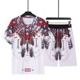 thumbnail image 3 of Conjunto deportivo básico esencial para hombre, camiseta, chándal, sudadera de verano, top estético, ropa holgada para hombre, conjuntos de pantalones cortos elásticos S, 3 of 5