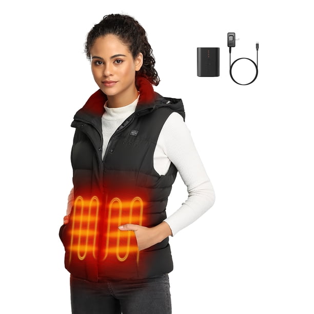 ORORO Women's Heated Down Vest with AllNew Battery Pack (Black,M