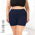 thumbnail image 5 of Plus Size Biker Shorts Womens High Waist Yoga Short Leggings 1X-5X Stretch Soft Workout Athletic Gym Shorts (4XL, Navy), 5 of 8