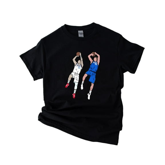 Dirk Nowitzki and Luka Doncic The Fade Away Basketball Stars Unisex T-Shirt, up to 5XL