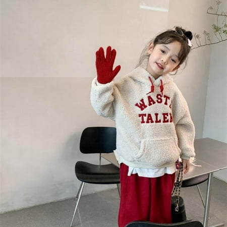 

Baozhu Children Girl Sweatshirts Winter Wool Thick Kids Hooded Long Sleeves Hooded Sweatshirt Warm Toddler Girls Clothes