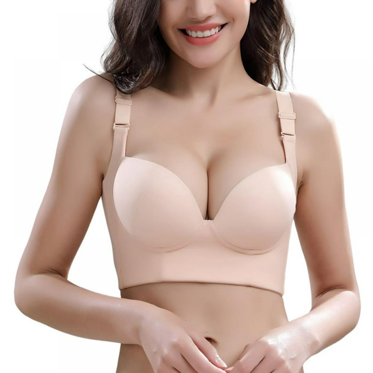 Women's Deep Cup Bra Full Back Coverage Wirefree Push up Bra Plus