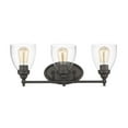 thumbnail image 3 of CHLOE Elissa 3 Light Rubbed Bronze Bath Vanity Light Clear Glass 23" Wide, 3 of 3
