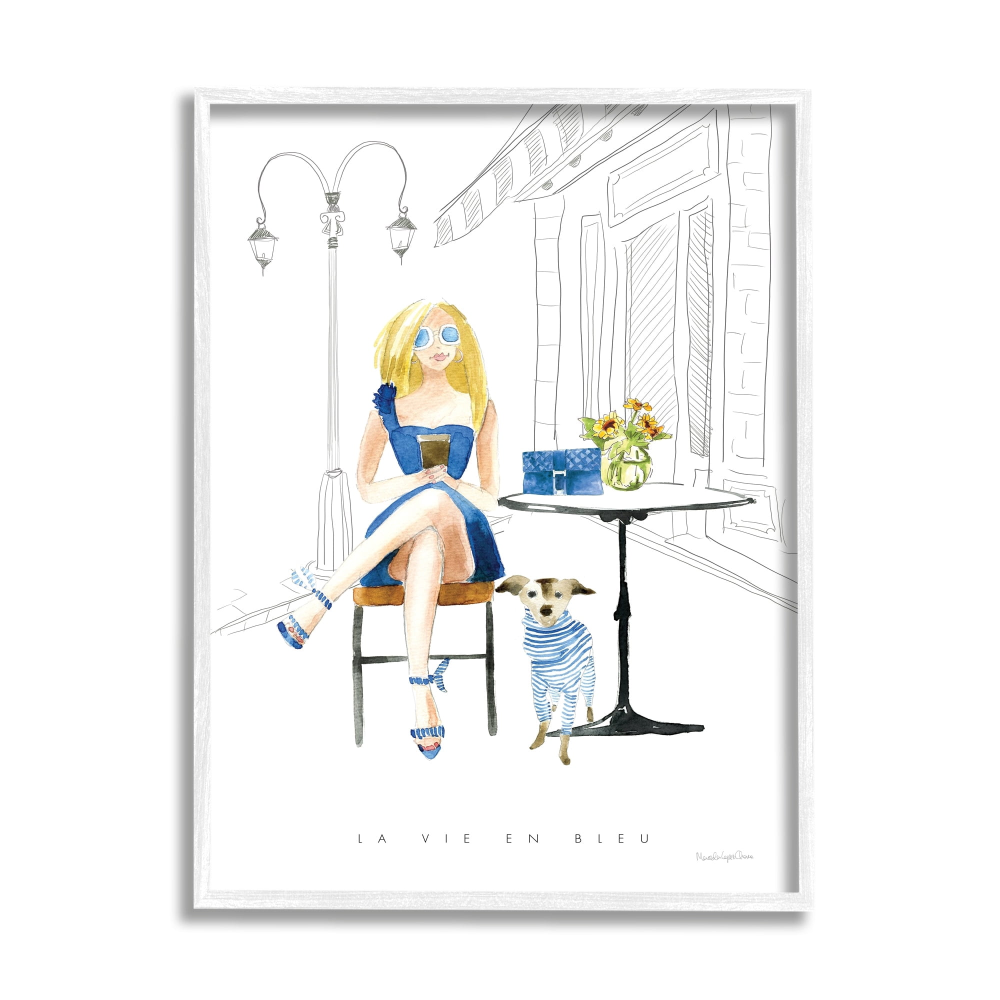Stupell Industries La Vie En Bleu Parisian Glam Phrase Female, 11 x 14,Design by Mercedes Lopez Charro