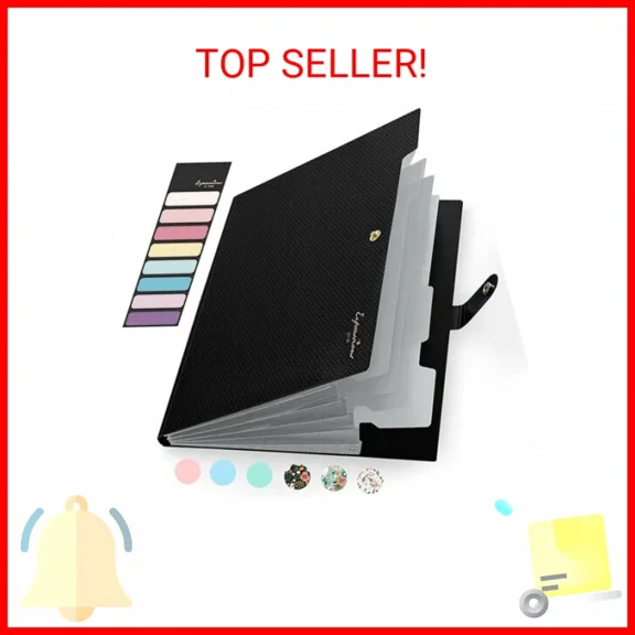 Sooez Expanding File Folder, Letter Size Accordion File Organizer, 5 Pocket Fold