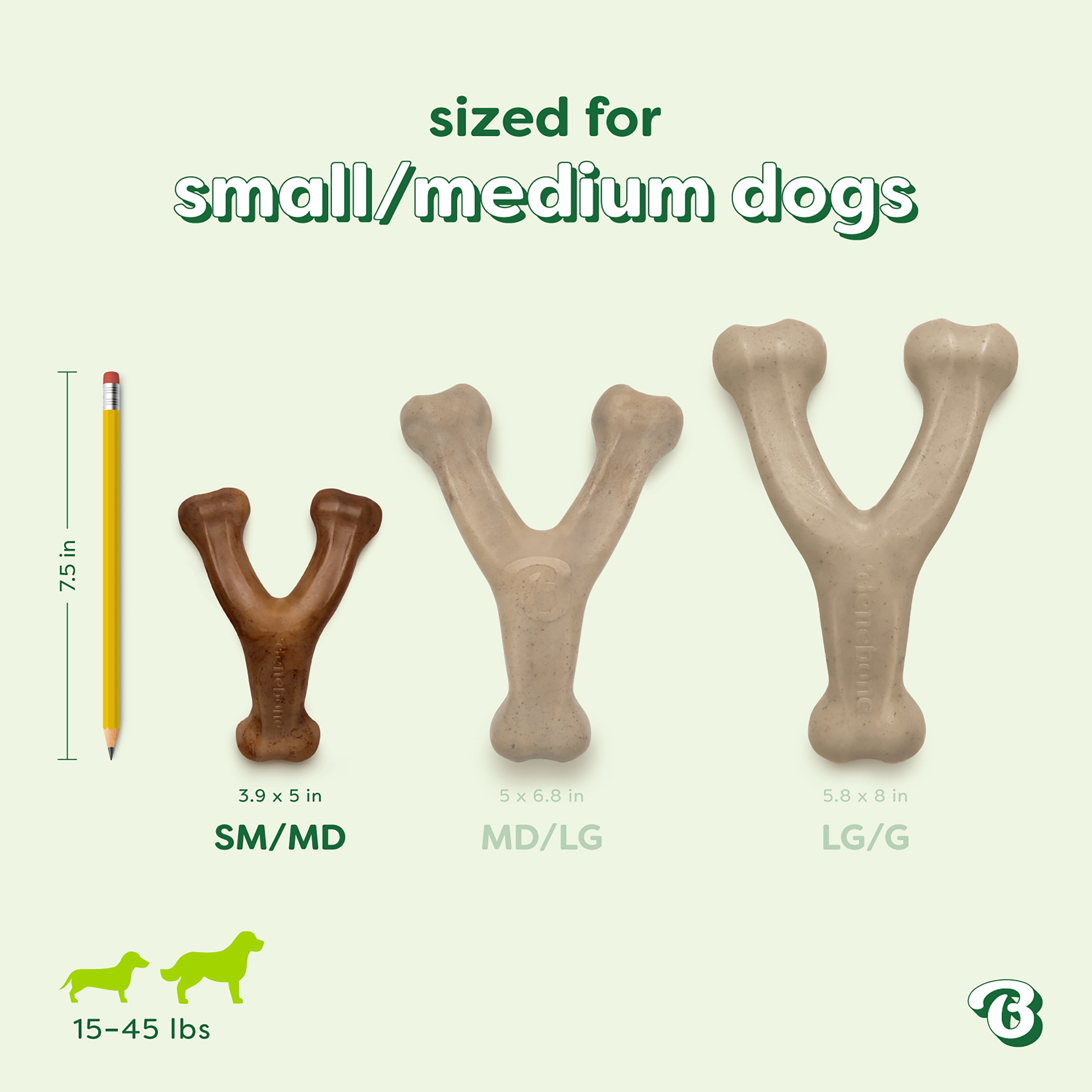 Benebone Essentials Wishbone Durable Dog Chew Toy For Aggressive Chewers, Real Chicken, S/M