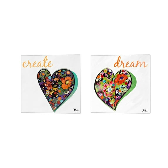 Great Art Now Expressive Heart by Patricia Pinto 2 Piece Canvas Art Set Each 14"W x 14"H