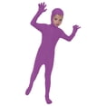 thumbnail image 2 of Kids Face Open Spandex Halloween Zentai Bodysuits Long Sleeve Boys Romper Jumpsuit Performance Stage Show Tight Solid Color Coverall Outfit For Kids 5-6 Years, 2 of 4