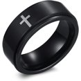 thumbnail image 1 of ORUYROP 6mm/8mm Titanium Steel Black/Silver/Gold Fidget Ring Engraved Small Cross Stainless Steel Spinner Rings Stress Relieving Anxiety Ring Engagement Wedding Promise Band for Women Men Boys, 1 of 7