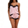 thumbnail image 5 of Satin Pajama Set Women Silk Camisole Pjs Ruffle Sleepwear 2 Piece Household Clothes Shorts Set, 5 of 6
