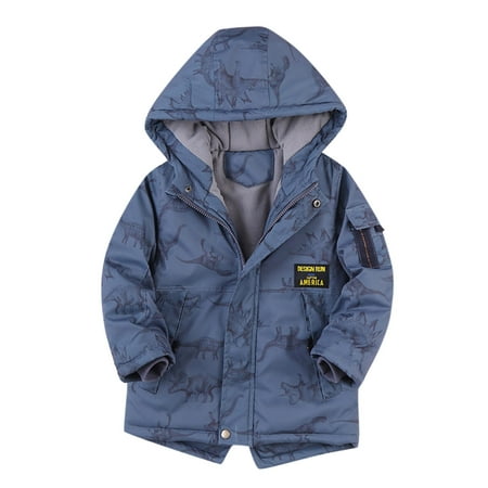 

Toddler Girls Coats Kids Winter Thicken Coat Cartoon Dinosaur Prints Hooded Jacket Toddler Windproof Thick Warm Outwear