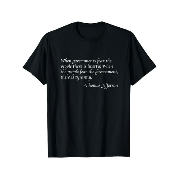 1pc Thomas Jefferson Quote Cotton T-Shirt, Classic Crew Neck Short Sleeve Tee, Casual All-Season Knit Fabric, Heat Transfer Printed Pullover for Men and Women
