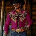 thumbnail image 2 of xfsWaSs Men's Western Cowboy Shirts Retro Print Western Shirt Long Sleeve Cowboy Collared Button Down Tops Casual Blouses Festival Party Shirts, 2 of 4