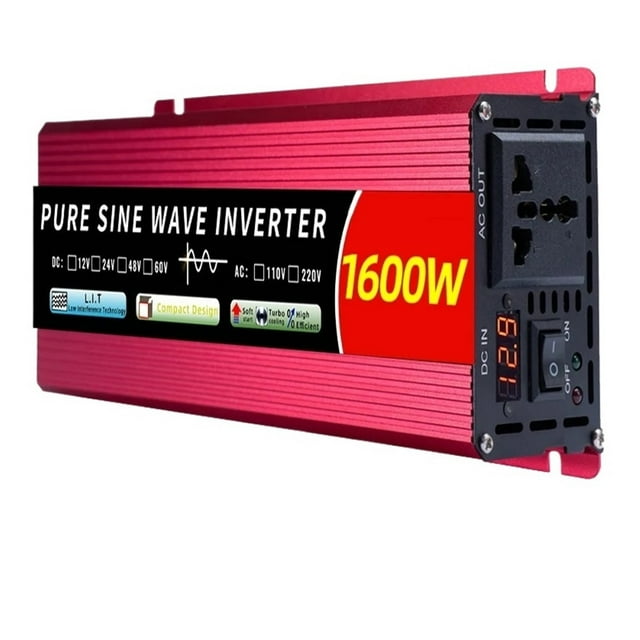Onduleur à Onde Sinusoïdale Pure 1000W 1600W 12v/24v 110/220 DC vers AC 50/60HZ Convertisseur de Puissance Convertisseur de Puissance LCD, Conception de Protection de Charge Avancée