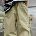 thumbnail image 6 of Cargo Pants Kids Slim Fit Baggy Pants Stretch Elastic Waist Khaki Cargo Pants with Pocket Girl Pants Size 5-6 Years, 6 of 8