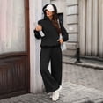 thumbnail image 4 of sdhkgrrt Women's 2 Piece Matching Lounge Set Long Sleeve Hoodie with Kangaroo Pocket Drawstring Jogger Pants Solid Casual Loose Tracksuit Soft Homewear Fall Winter Outfits, Black M, 4 of 8