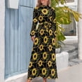 thumbnail image 4 of Gold Chain Sunflower Dress Yellow Sunflowers Elegant Maxi Dress Street Wear Boho Beach Long Dresses High Neck Print Clothes, 4 of 5