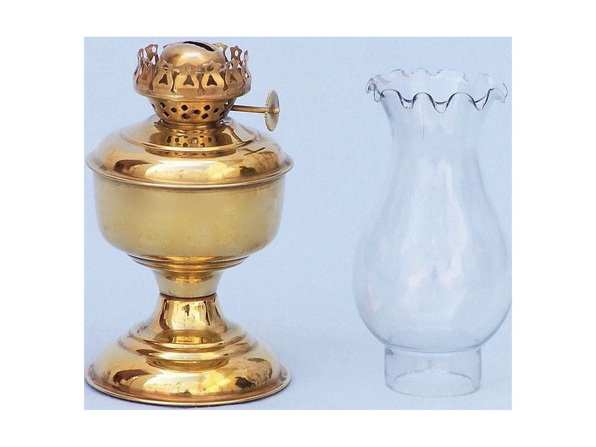 Handcrafted Model Ships NL-1140 Solid Brass Table Oil Lamp 10 in. Decorative Accent