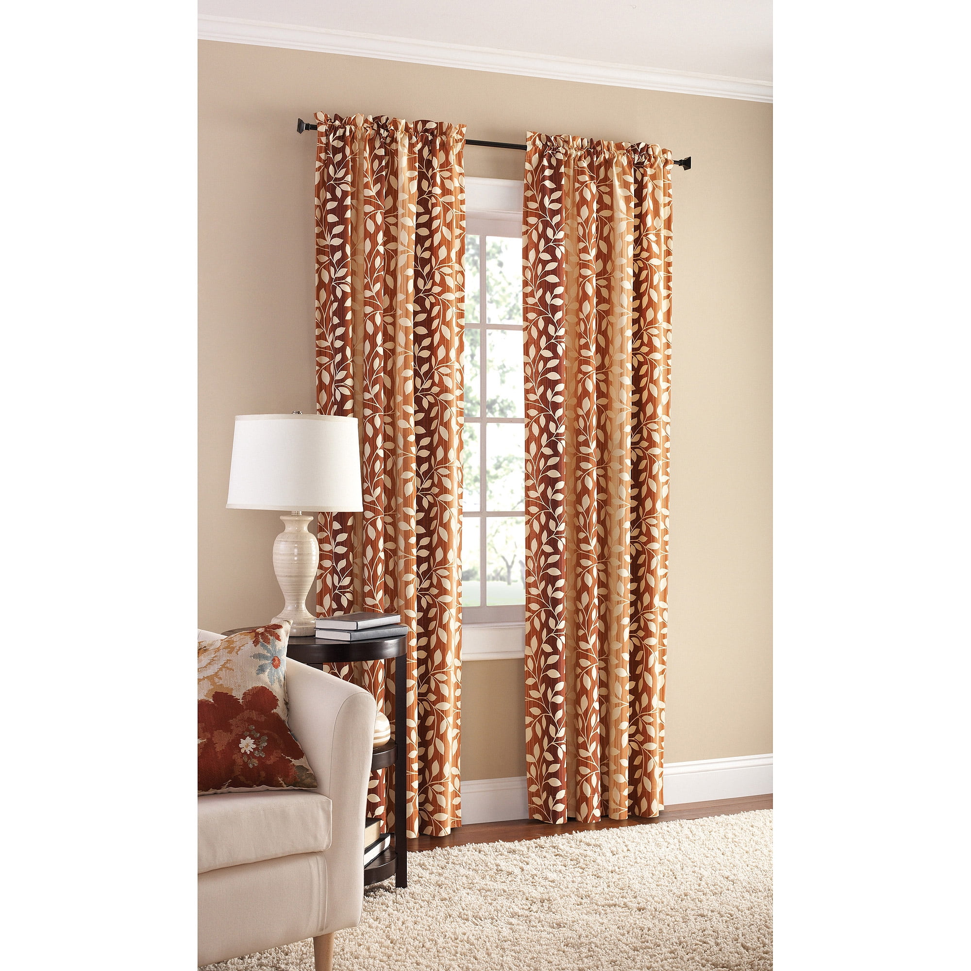 Mainstays Milan Print Curtain Panel, Set of 2