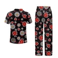 thumbnail image 6 of Yuyamidu Ladybug Daisy Women's Pajamas Set Sleep Shirt & Pants Set Short Sleeve V-Neck PJs Cozy Summer Nightwear with Pockets, 6 of 7